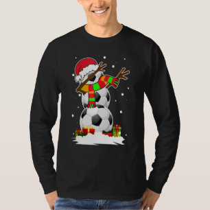 Dabbing Snowman Soccer Ball Santa Christmas Pajama T-Shirt