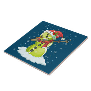Dabbing Snowman Tennis Ball Tee Christmas Xmas Ceramic Tile