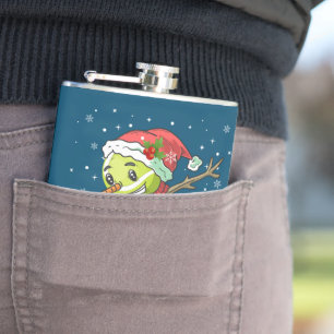 Dabbing Snowman Tennis Ball Tee Christmas Xmas Hip Flask