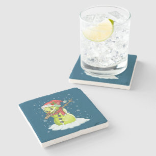 Dabbing Snowman Tennis Ball Tee Christmas Xmas Stone Coaster