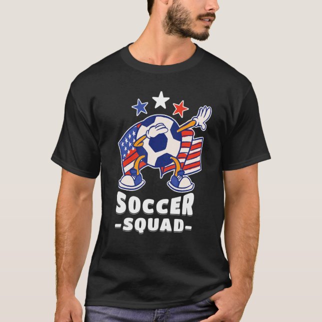 Dabbing Soccer Ball American Flag Soccer Squad 1 T-Shirt (Front)