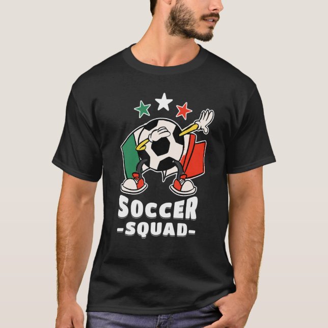 Dabbing Soccer Ball Italian Flag Soccer Squad T-Shirt (Front)