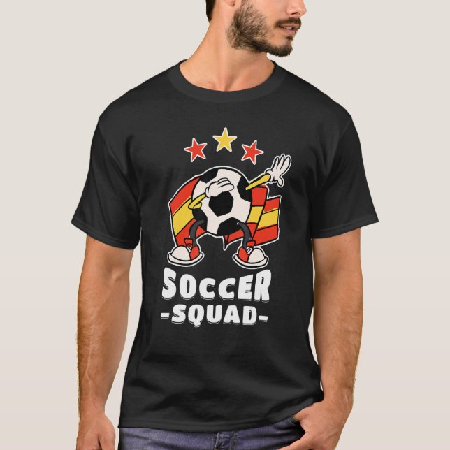 Dabbing Soccer Ball Spanish Flag Soccer Squad 1 T-Shirt (Front)