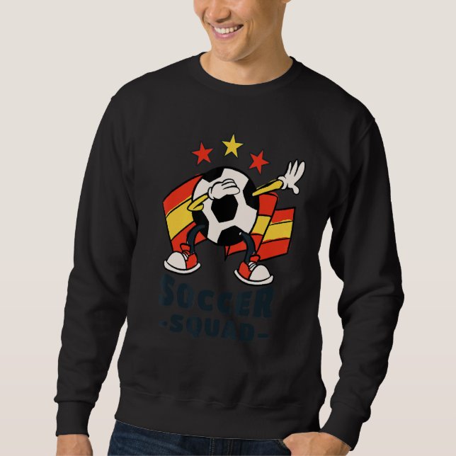 Dabbing Soccer Ball Spanish Flag Soccer Squad Sweatshirt (Front)