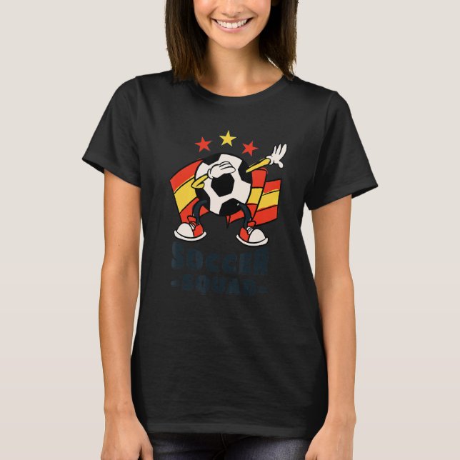 Dabbing Soccer Ball Spanish Flag Soccer Squad T-Shirt (Front)