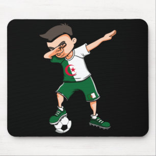 Dabbing Soccer Boy Algeria Football Fan Jersey Mouse Pad