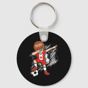 Dabbing Soccer Boy - Canada Jersey Canadian Soccer Key Ring