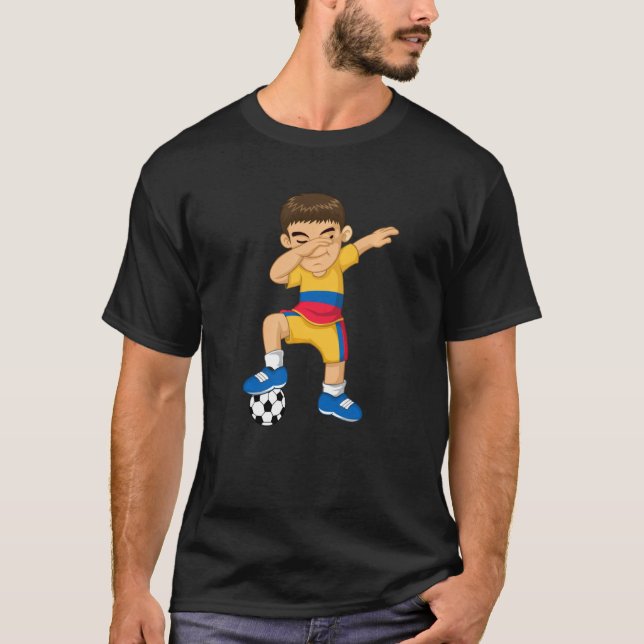 Dabbing Soccer Boy Colombia Jersey Best Colombian  T-Shirt (Front)