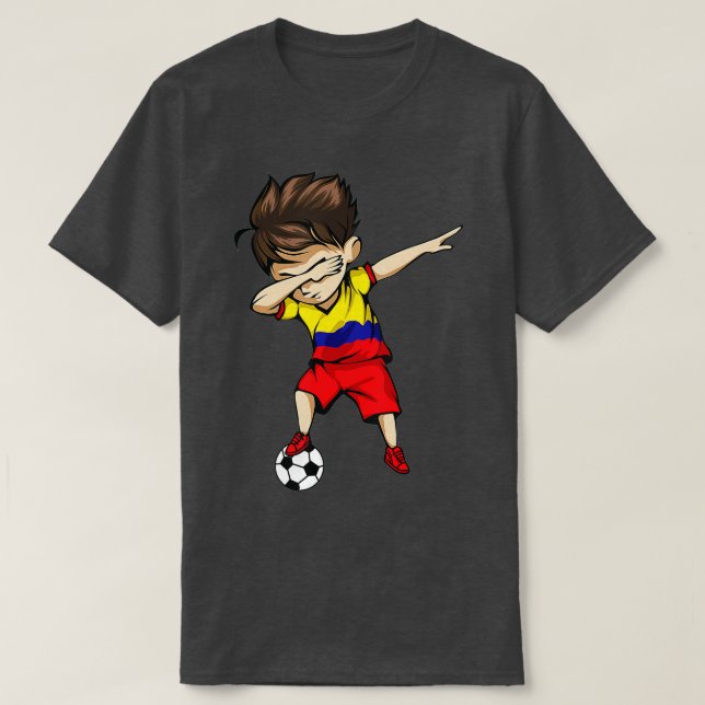 Dabbing Soccer Boy Colombia Jersey  Colombian Foot T-Shirt (Design Front)