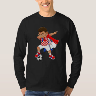 Dabbing Soccer Boy Croatia Football Flag Kids T-Shirt