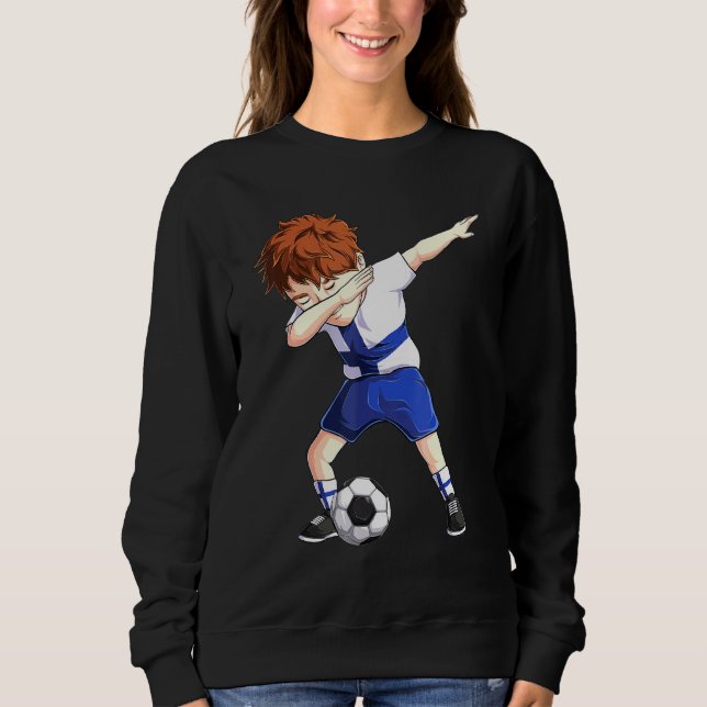 Dabbing Soccer Boy Finland Jersey Finnish Football Sweatshirt (Front)