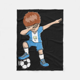 Dabbing Soccer Boy Guatemala Jersey Guatemalan Foo Fleece Blanket