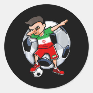 Dabbing Soccer Boy Iran Footll Fans Jersey Iranian Classic Round Sticker