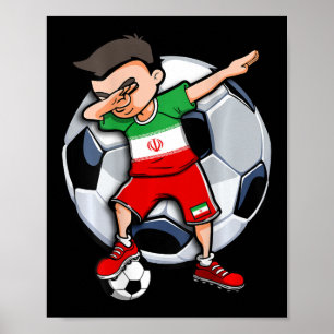 Dabbing Soccer Boy Iran Footll Fans Jersey Iranian Poster