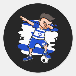 Dabbing Soccer Boy - Israel Jersey Israeli Footll  Classic Round Sticker