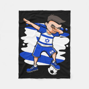 Dabbing Soccer Boy - Israel Jersey Israeli Footll Fleece Blanket