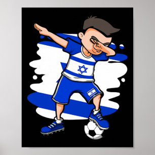 Dabbing Soccer Boy - Israel Jersey Israeli Footll Poster