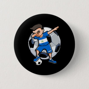 Dabbing Soccer Boy Nicaragua Footll Fans Jersey Fl 6 Cm Round Badge