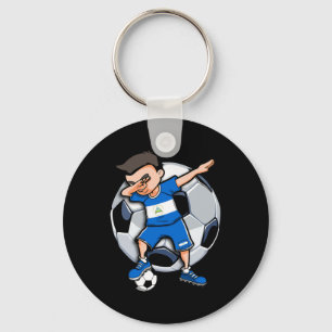 Dabbing Soccer Boy Nicaragua Footll Fans Jersey Fl Key Ring