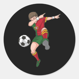 Dabbing Soccer Boy Portugal Footll Shirt Portugues Classic Round Sticker