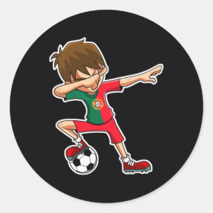 Dabbing Soccer Boy Portugal Jersey Portuguese Kids Classic Round Sticker