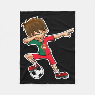 Dabbing Soccer Boy Portugal Jersey Portuguese Kids Fleece Blanket