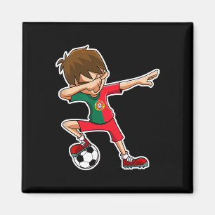 Dabbing Soccer Boy Portugal Jersey Portuguese Kids Magnet