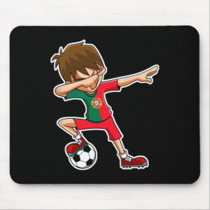 Dabbing Soccer Boy Portugal Jersey Portuguese Kids Mouse Pad