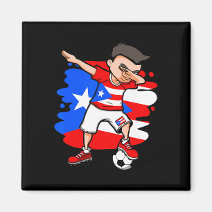 Dabbing Soccer Boy Puerto Rico Fans Jersey Puerto Magnet