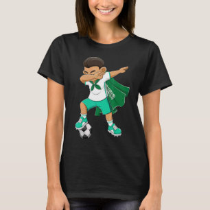 Dabbing Soccer Boy Saudi Arabia Football Flag Kids T-Shirt