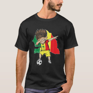 Dabbing Soccer Boy Senegal Jersey - Senegal Map Fl T-Shirt