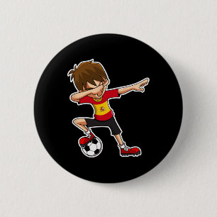 Dabbing Soccer Boy Spain Jersey, Spanish Kids Dab 6 Cm Round Badge