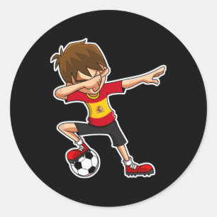 Dabbing Soccer Boy Spain Jersey, Spanish Kids Dab  Classic Round Sticker