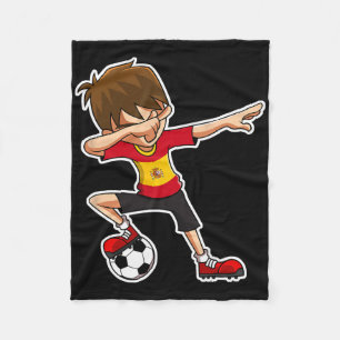 Dabbing Soccer Boy Spain Jersey, Spanish Kids Dab Fleece Blanket
