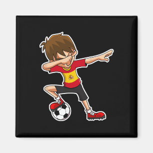 Dabbing Soccer Boy Spain Jersey, Spanish Kids Dab Magnet