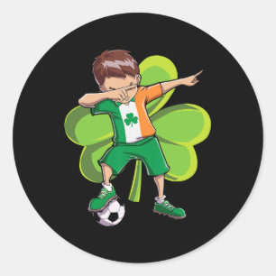 Dabbing Soccer Boy St Patricks Day Kids Men Irelan Classic Round Sticker