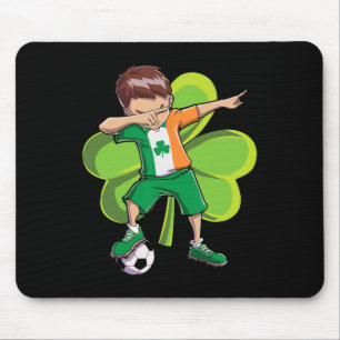 Dabbing Soccer Boy St Patricks Day Kids Men Irelan Mouse Pad