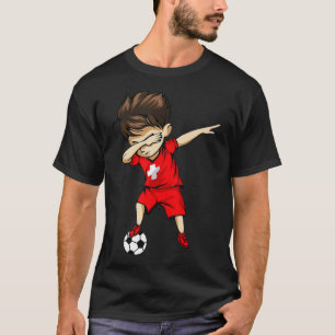 Dabbing Soccer Boy Switzerland Jersey Swiss Foot T-Shirt