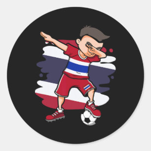 Dabbing Soccer Boy - Thailand Jersey Thai Football Classic Round Sticker