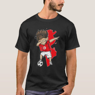 Dabbing Soccer Boy Tunisia Jersey - Tunisia Map Fl T-Shirt