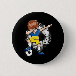 Dabbing Soccer Boy - Ukraine Jersey Ukrainian Foot 6 Cm Round Badge