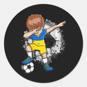 Dabbing Soccer Boy - Ukraine Jersey Ukrainian Foot Classic Round Sticker