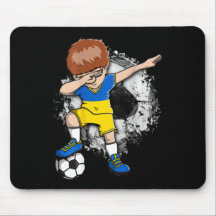 Dabbing Soccer Boy - Ukraine Jersey Ukrainian Foot Mouse Pad