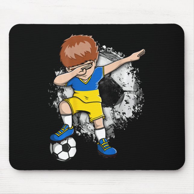 Dabbing Soccer Boy - Ukraine Jersey Ukrainian Foot Mouse Pad (Front)