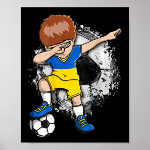 Dabbing Soccer Boy - Ukraine Jersey Ukrainian Foot Poster