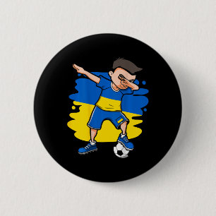 Dabbing Soccer Boy Ukraine Jersey Ukrainian Footll 6 Cm Round Badge