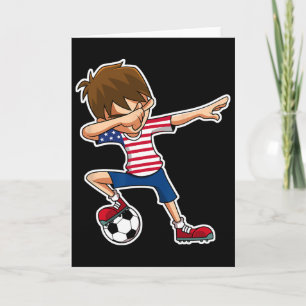 Dabbing Soccer Boy Usa Shirt United States Boys Yo Card