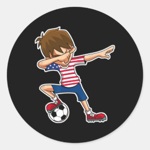 Dabbing Soccer Boy Usa Shirt United States Boys Yo Classic Round Sticker