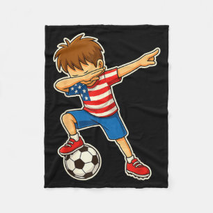 Dabbing Soccer Boy Usa United States Boys Youth Fleece Blanket