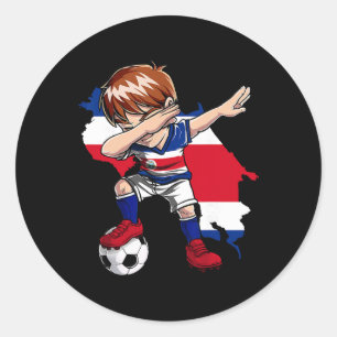 Dabbing Soccer Costa Rican Jersey Boy Costa Rica F Classic Round Sticker